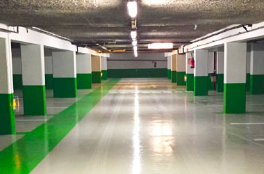 parking souterrain après pose de résine epoxy